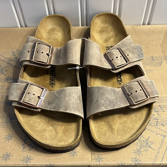 Birkenstock Arizona Oiled Leather Tobacco Brown Sandals Size 10 - Picture 6 of 12